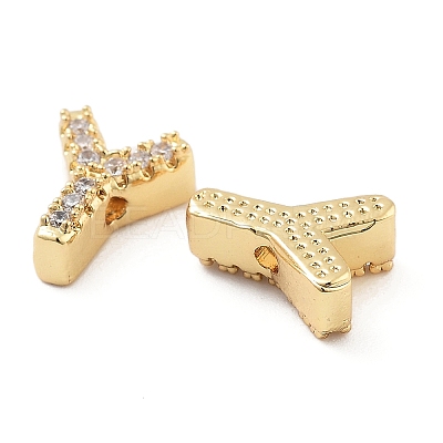 Rack Plating Brass Micro Pave Clear Cubic Zirconia Beads KK-G500-30G-Y-1