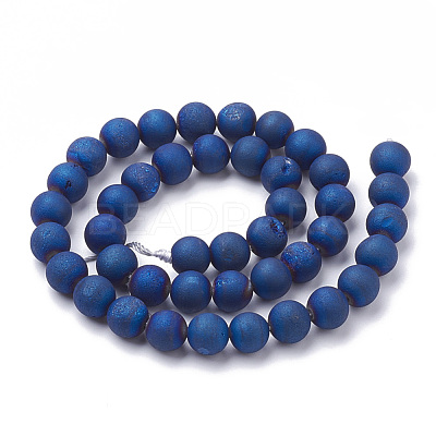 Electroplate Natural Druzy Geode Weathered Agate Beads Strands G-S284-6mm-02-1