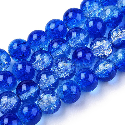Transparent Crackle Baking Paint Glass Beads Strands DGLA-T003-01C-03-1