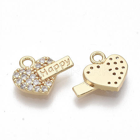 Brass Micro Pave Clear Cubic Zirconia Charms KK-S355-010-NF-1
