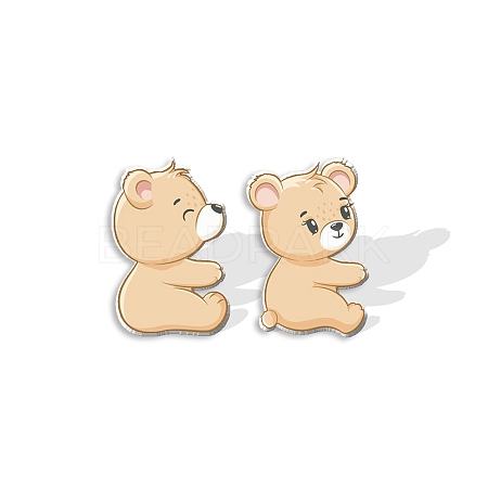 Plastic Bear Stud Earrings for Women PW-WGDF94F-09-1