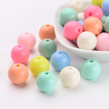 Solid Chunky Bubblegum Acrylic Ball Beads X-SACR-R835-14mm-M-1