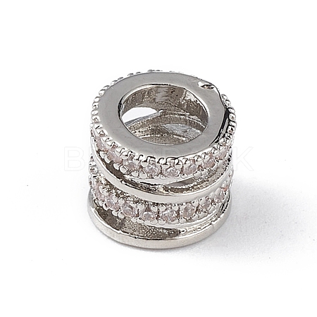 Rack Plating Brass Micro Pave Clear Cubic Zirconia Beads KK-C019-27P-1