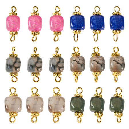 6 Sets 6 Colors  Natural Agate Dyed Connector Charms FIND-TA0002-41-1
