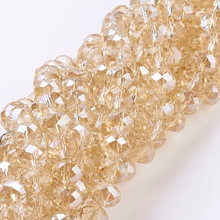 Faceted Rondelle Electroplate Glass Beads Strands for Necklace Making X-EGLA-D020-10x8mm-71-1