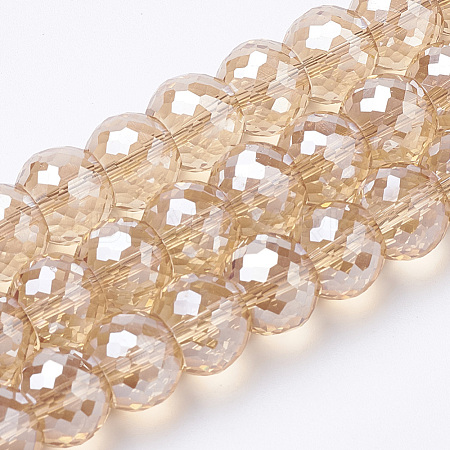 Electroplated Glass Beads Strands EGLA-Q092-8mm-A10-1