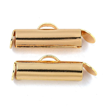 Brass Slide On End Clasp Tubes KK-N254-119G-02-1