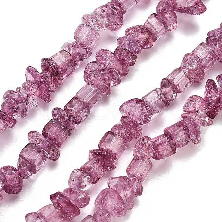 Transparent Crackle Glass Beads Strands GLAA-U004-01A-1