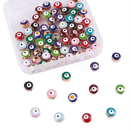 72Pcs 12 Colors Alloy Enamel Beads ENAM-SZ0001-82-1