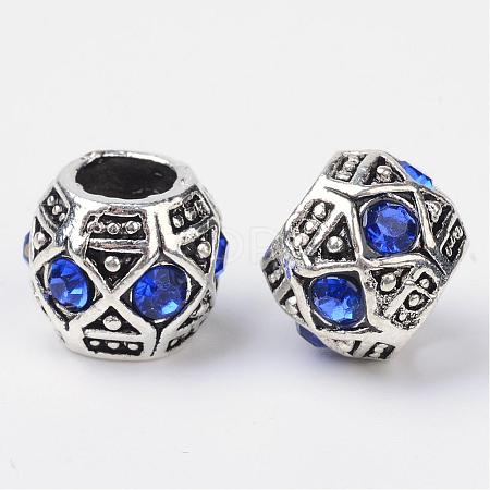 Alloy Rhinestone Rondelle Large Hole European Beads MPDL-R036-80B-1