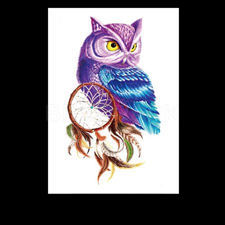 Owl Pattern Removable Temporary Water Proof Tattoos Paper Stickers ANIM-PW0003-078-12-1