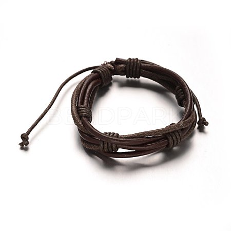 Adjustable Genuine Leather Cord Braided Multi-Strand Bracelets BJEW-M169-05-1