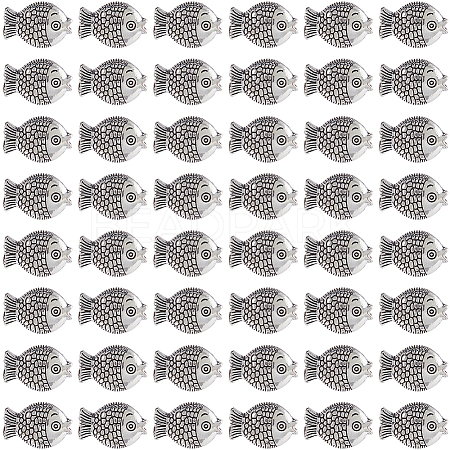 100Pcs Tibetan Style Zinc Alloy Fish Beads TIBEB-SC0001-35-1