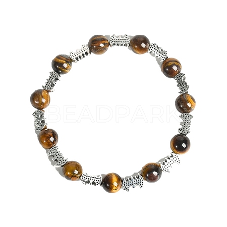 Christmas Theme Natural Tiger Eye Stretch Bracelets PW-WGC1682-06-1