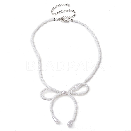 Bowknot 304 Stainless Steel Necklaces NJEW-JN04670-01-1