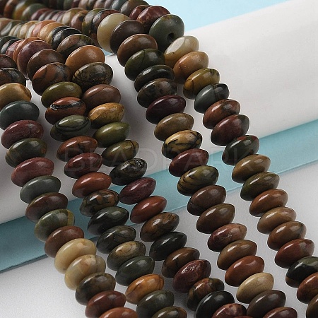 Natural Polychrome Jasper/Picasso Stone/Picasso Jasper Beads Strands G-Z030-A19-01-1