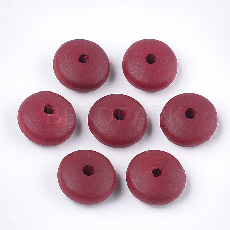 Painted Natural Wood Beads WOOD-T021-18B-1