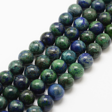 Natural Chrysocolla and Lapis Lazuli Beads Strands G-P281-03-8mm-1