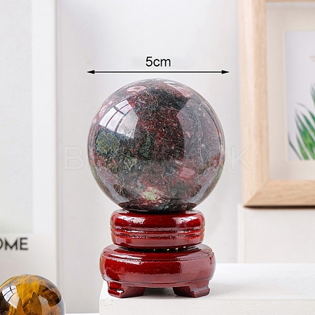 Natural Rhodonite Crystal Ball Display Decorations PW-WG27983-02-1