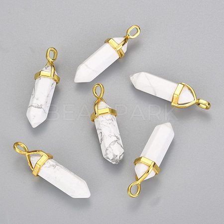 Natural Howlite Double Terminated Pointed Pendants G-G902-B21-1
