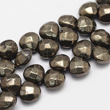 Natural Pyrite Beads Strands G-G937-06-1