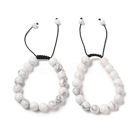 10mm Round Natural Howlite Braided Bead Bracelets BJEW-C067-01C-08-1