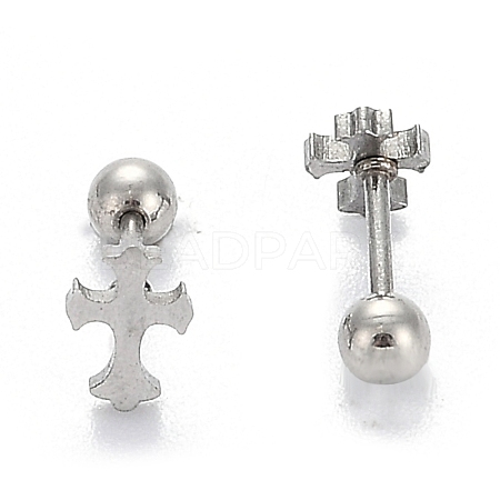 201 Stainless Steel Barbell Cartilage Earrings EJEW-R147-31-1