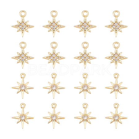 16Pcs 2 Styles Brass Micro Pave Cubic Zirconia Charms KK-UN0002-12-1