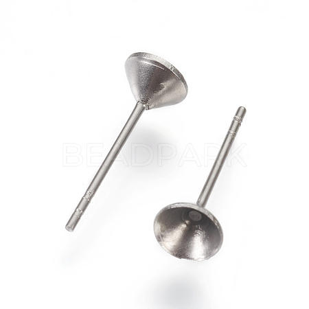 304 Stainless Steel Post Stud Earring Settings STAS-E446-01C-P-1