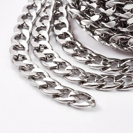 Non-Tarnish 304 Stainless Steel Cuban Link Chains X-CHS-E013-17A-1