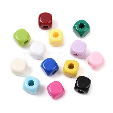 Opaque Baking Paint Acrylic European Beads OACR-G055-03-1