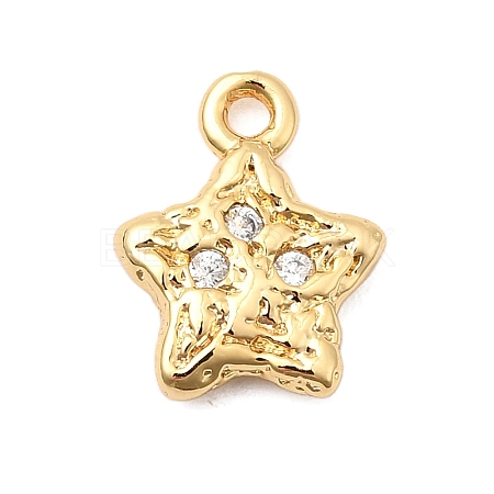 Brass Micro Pave Clear Cubic Zirconia Charms KK-F916-31G-1