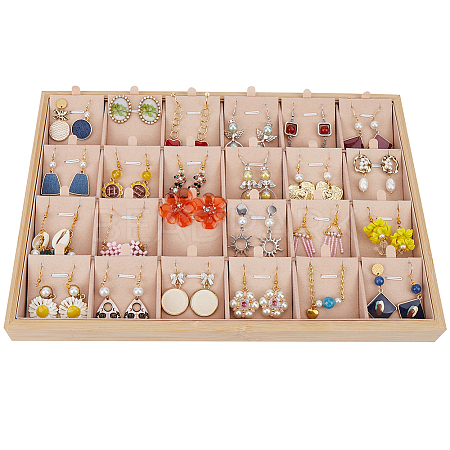 1 Set 24-Slot Wood Necklace Display Organizer Case with Velvet NDIS-SP0001-02-1