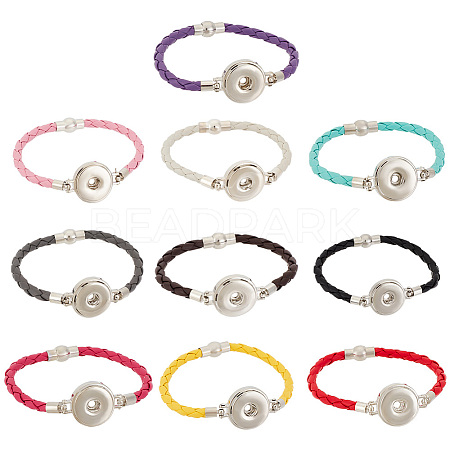   10Pcs 10 Colors PU Imitation Leather Braided Bracelet Makings FIND-PH0010-84-1