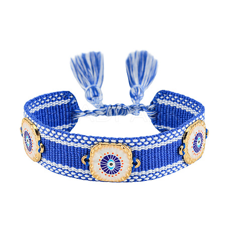 Evil Eye Adjustable Polyester & Alloy & Resin Enamel & Rhinestone Slider Bracelets FS-WG9985D-11-1
