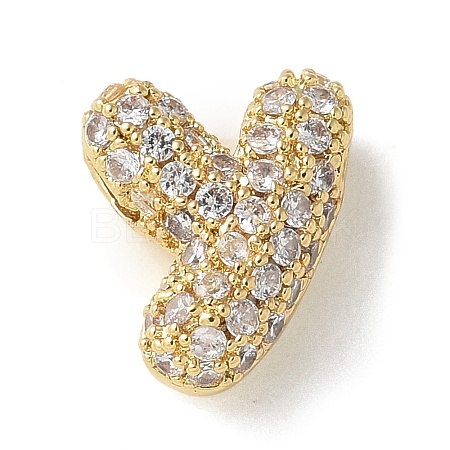 Brass Micro Pave Cubic Zirconia Beads KK-P290-61G-Y-1