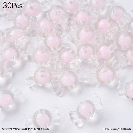 30Pcs Transparent Acrylic Beads OACR-YW0002-18A-1