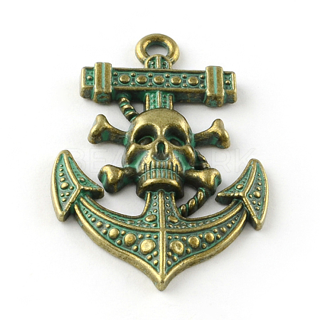 Anchor with Skull Zinc Alloy Big Pendants PALLOY-R065-155-LF-1