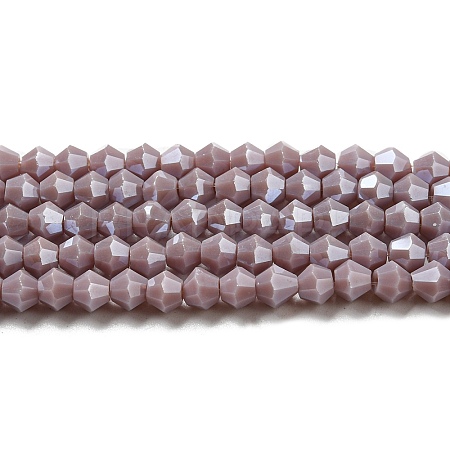 Opaque Solid Color Electroplate Glass Beads Strands EGLA-A039-P4mm-A13-1