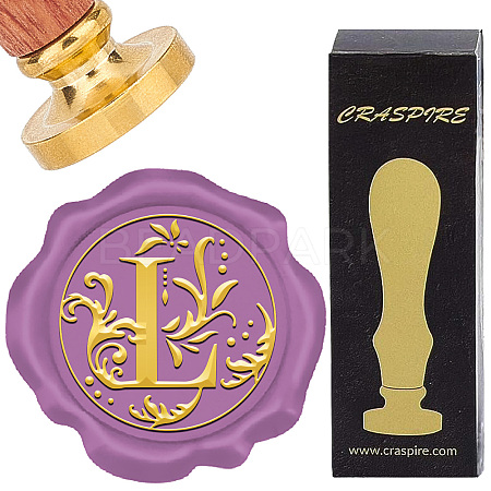 Brass Wax Seal Stamps with Wood Handle AJEW-WH0412-0245-1