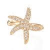 Brass Micro Pave Clear Cubic Zirconia Cuff Earrings X-EJEW-M195-08G-2