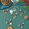 Christmas Theme Plastic Beaded 316 Surgical Stainless Steel Wine Glass Charms AJEW-JO00192-2