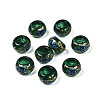 Flower Printed Transparent Acrylic Rondelle Beads TACR-S160-01-C01-1