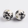 Floral Printed Porcelain Beads PORC-Q201-12mm-5-2
