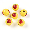 Printed Wood European Beads WOOD-L020-D01-1