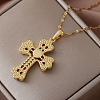 Vintage 304 tainless Steel Clear Glass Religion Jesus Cross Pendant Necklaces for Women EK1005-4
