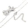304 Stainless Steel Crystal Rhinestone Cable Chain Bowknot Pendant Necklaces for Women NJEW-C055-09P-3