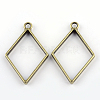 Rack Plating Alloy Rhombus Open Back Bezel Pendants PALLOY-S047-14F-FF-1