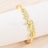 Marine Organism Brass Cuff Bangles for Women BJEW-D368-03N-G-3