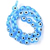 Handmade Evil Eye Lampwork Flat Round Bead Strands X-LAMP-L058-8mm-09-3